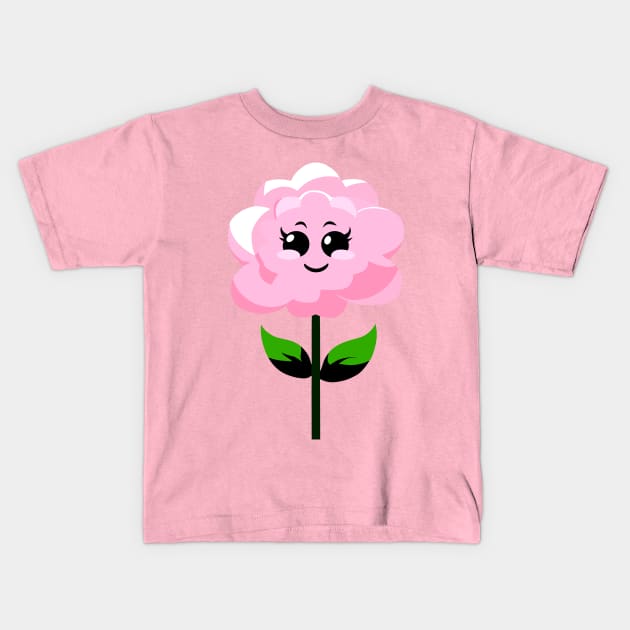 Pink Flower - Carnation, Cute Kawaii Kids T-Shirt by Ravenglow